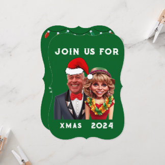 Lönsam Grönt och Julafton Caricature par Inbjudningar