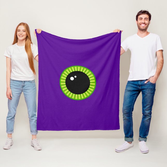 Lönsam Grönt och Lila Monster Eyeball Fleecefilt (På plats)