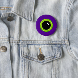 Lönsam Grönt och Lila Monster Eyeball Knapp