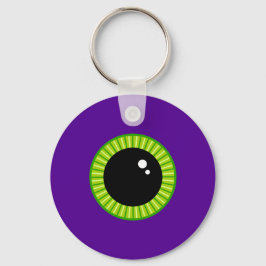 Lönsam Grönt och Lila Monster Eyeball Nyckelring