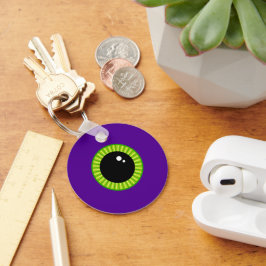 Lönsam Grönt och Lila Monster Eyeball Nyckelring
