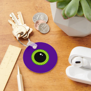 Lönsam Grönt och Lila Monster Eyeball Nyckelring