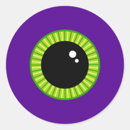 Lönsam Grönt och Lila Monster Eyeball Runt Klistermärke