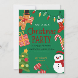 Lönsam Grönt Röd och Gult jul Party Inbjudan