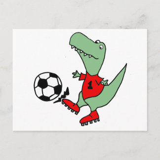 Lönsam Grönt T-rex Dinosaur-uppspelningsfotbollssp Vykort