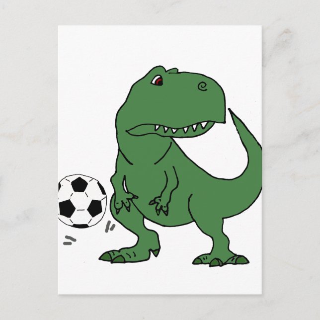Lönsam Grönt T-rex Dinosaur-uppspelningsfotbollssp Vykort (Framsida)