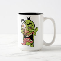 Lönsam Grönt Zombie Tecknad Coffee Mugg - Quirky G