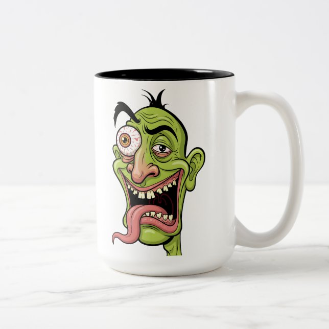 Lönsam Grönt Zombie Tecknad Coffee Mugg - Quirky G (Höger)