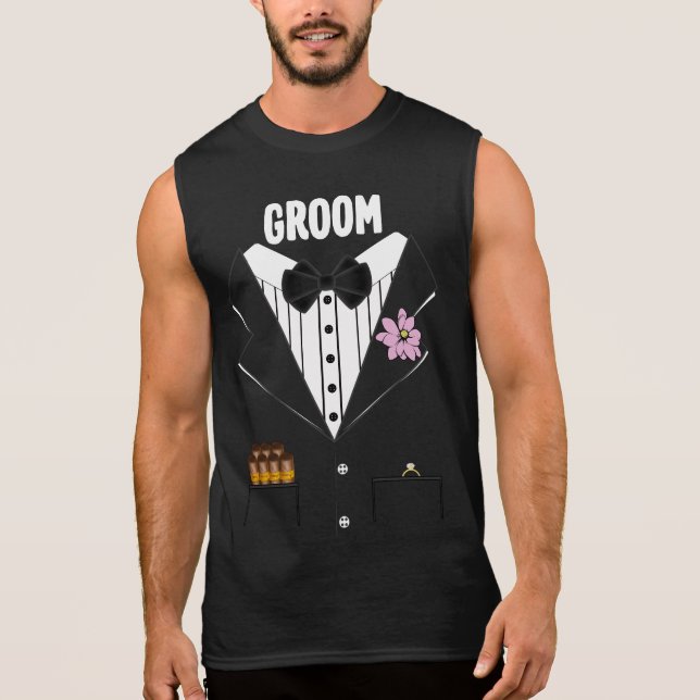 Lönsam Groom Tuxedo med cigarrer och Ring för Brid Sleeveless Tröja (Framsida)