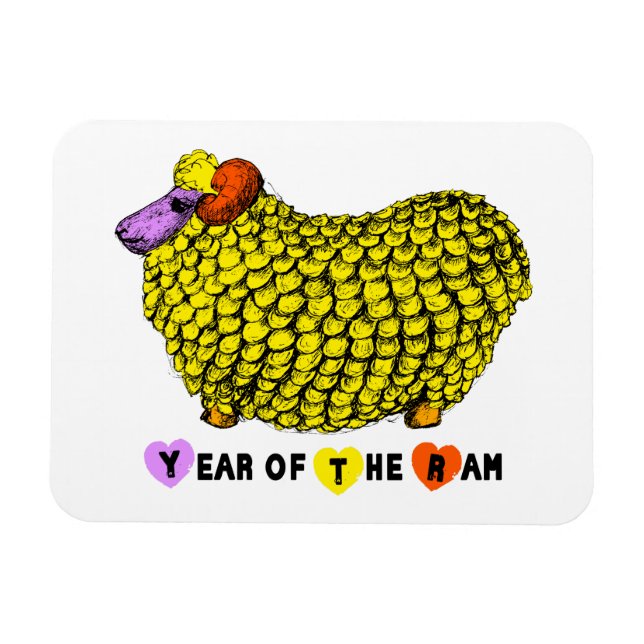 Lönsam Gult Ram Kinesiskt år Zodiac Birthday HPM Magnet (Horisontell)