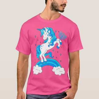 Lönsam Hanukkah judisk Unicorn med Menorah T Shirt