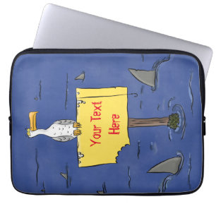 Lönsam havsfågel omgiven av hajfågel tecknad laptop fodral