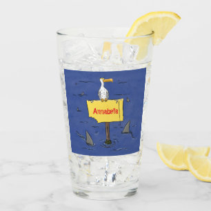 Lönsam havsfågel omringad av hajarnas tecknad glaskopp