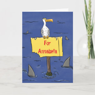 Lönsam havsfågel omringad av hajarnas tecknad kort