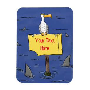 Lönsam havsfågel omringad av hajarnas tecknad magnet