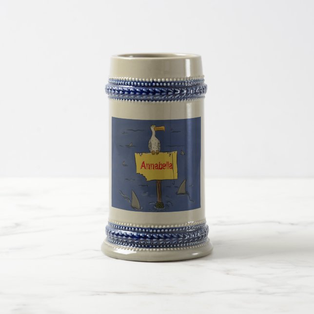 Lönsam havsfågel omringad av hajarnas tecknad sejdel (Center)