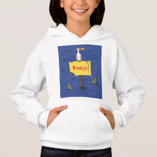Lönsam havsfågel omringad av hajarnas tecknad t shirt