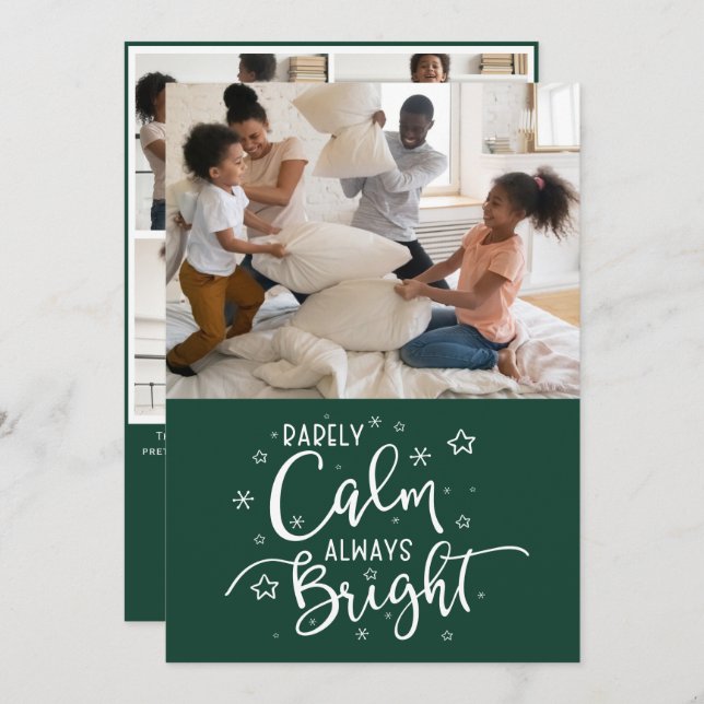 Lönsam Helgdag 5 Photo Rely Lugn Grönt jul Julkort (Fram/baksida)