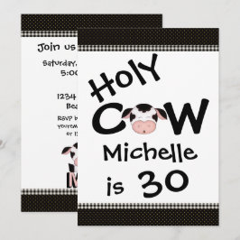 Lönsam Heliga Cow 30:e humoristiska svarta, vit fö Inbjudningar