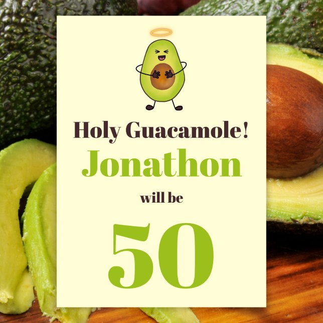 Lönsam heliga guacamole pun 50:e födelsedagsfesten inbjudningar (Skapare uppladdad)