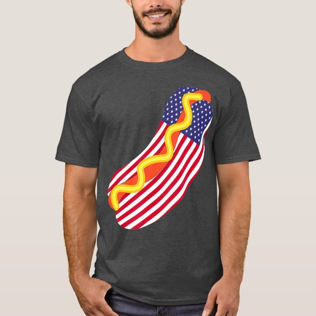 Lönsam Hett Hund 4 juli USA Patriotic Hett Hund T Shirt (Framsida)