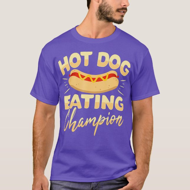 Lönsam Hett Hund Eating Champion T Shirt (Framsida)