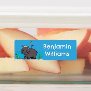 Lönsam hippopotamus med personlig av fågeltecknad klistermärke