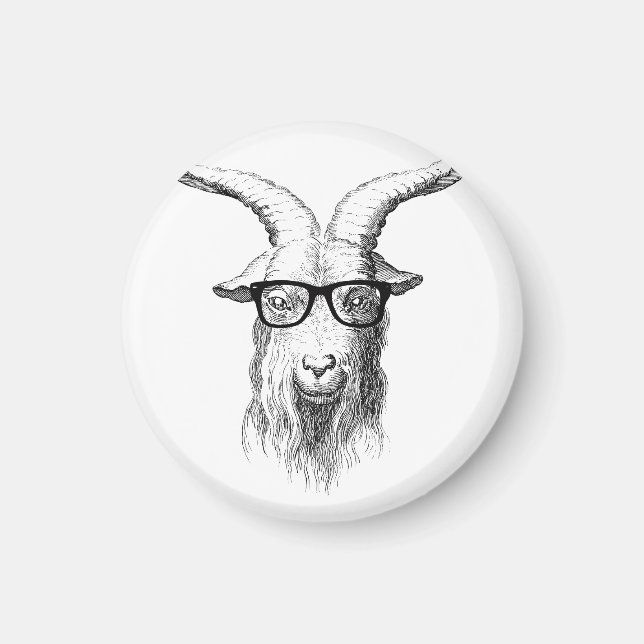 Lönsam hipster Goat med glasögon Magnet (Framsidan)
