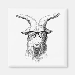 Lönsam hipster Goat med glasögon Magnet