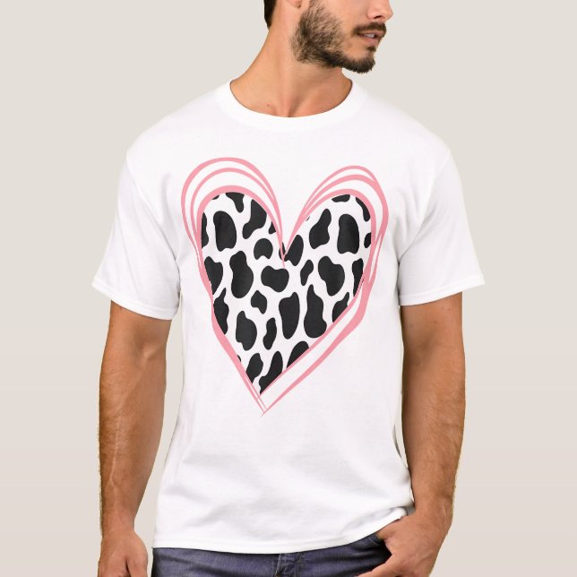 Lönsam hjärtformade ko för älskare Lycklig Valent T Shirt (Framsida)