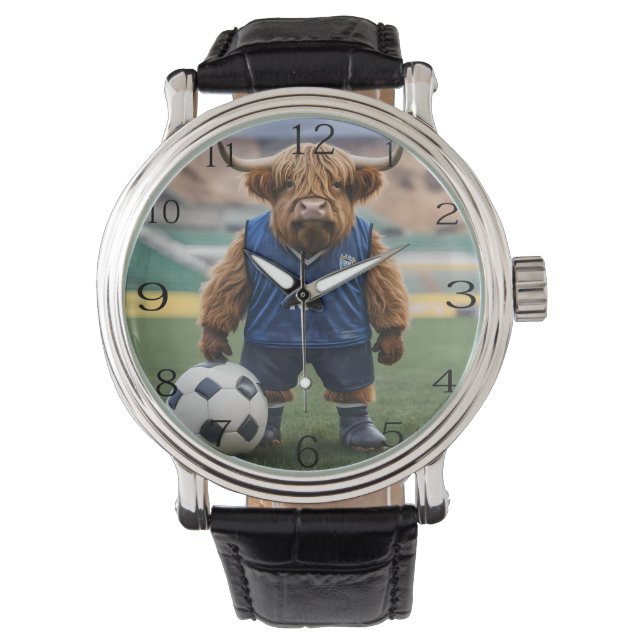 Lönsam höglandskädda, nedtryckt för fotboll. armbandsur (Framsida)