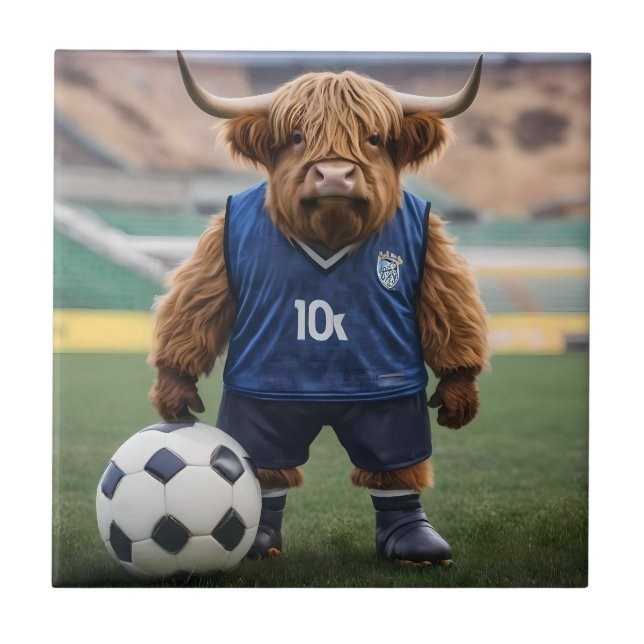 Lönsam höglandskädda, nedtryckt för fotboll. kakelplatta (Framsidan)