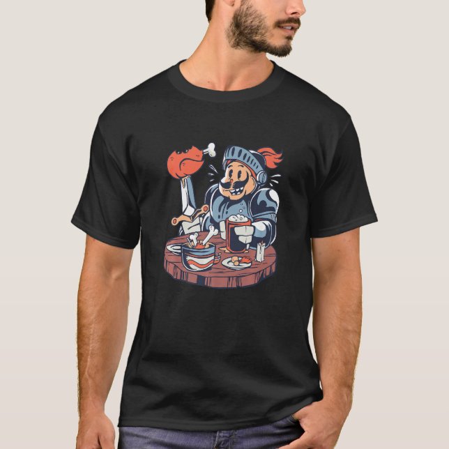 Lönsam Hungrig Knight - Medieval Crusader Renaissa T Shirt (Framsida)