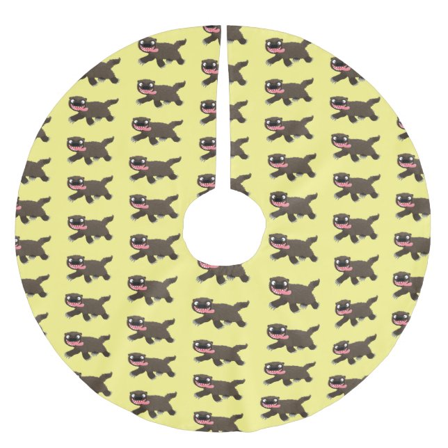 Lönsam hungrig tecknad av vilddjur julgransmatta borstad polyester (Framsidan)