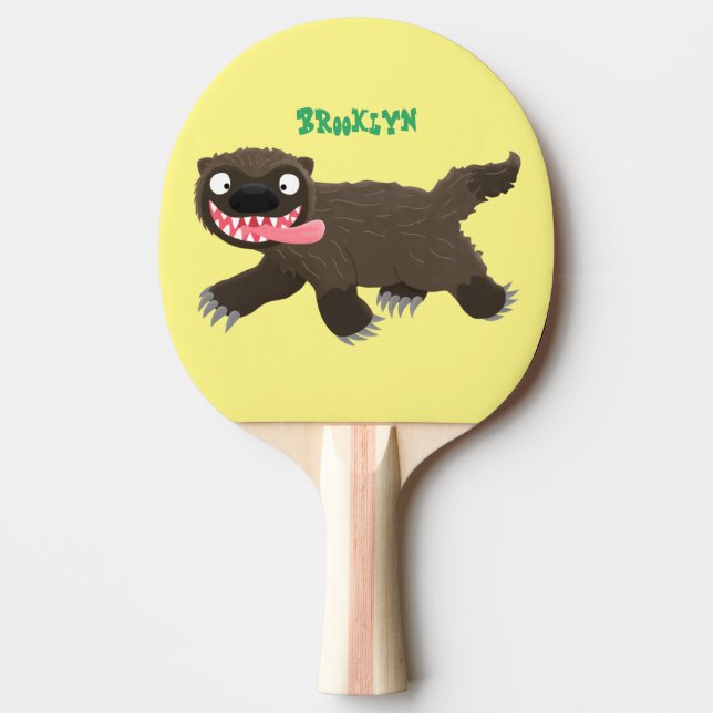 Lönsam hungrig tecknad av vilddjur pingisracket (Framsidan)