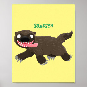 Lönsam hungrig tecknad av vilddjur poster