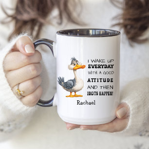 Lönsam "Idiots Happen" Arg DuckPersonalized Två-Tonad Mugg