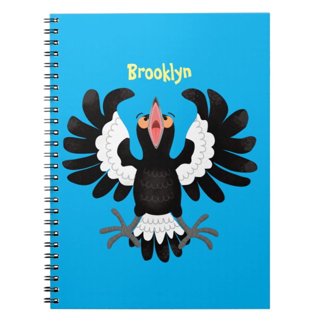 Lönsam illustration av australisk magpie-tecknad anteckningsbok (Framsidan)