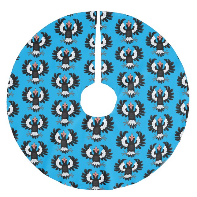 Lönsam illustration av australisk magpie-tecknad julgransmatta borstad polyester (Framsidan)
