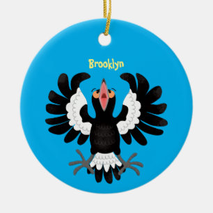 Lönsam illustration av australisk magpie-tecknad julgransprydnad keramik