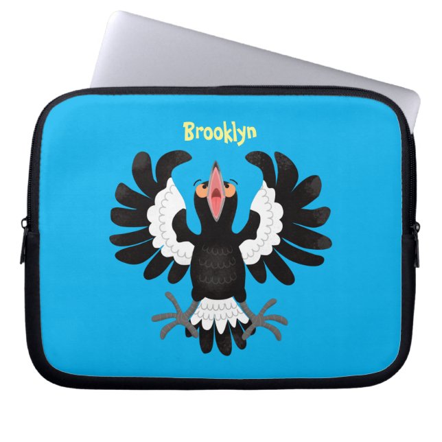Lönsam illustration av australisk magpie-tecknad laptop fodral (Framsidan)