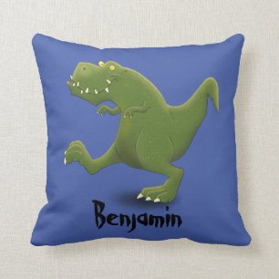 Lönsam illustration av grönt T rex dinosaur-teckna Kudde