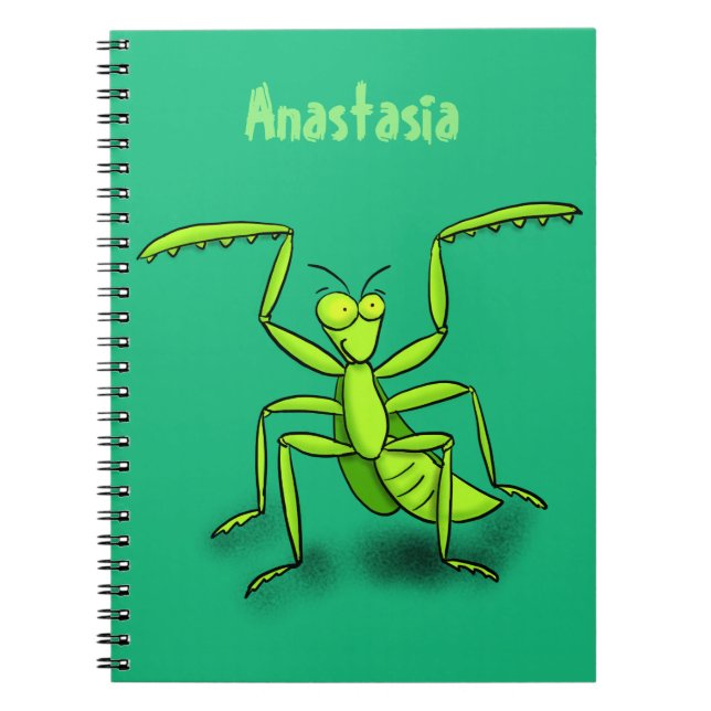 Lönsam illustration av mantis tecknad i grönt anteckningsbok (Framsidan)