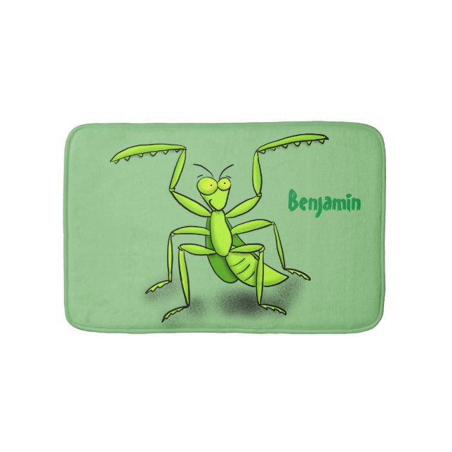 Lönsam illustration av mantis tecknad i grönt badrumsmatta (Framsidan)