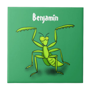 Lönsam illustration av mantis tecknad i grönt kakelplatta