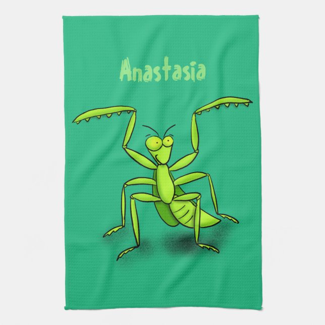 Lönsam illustration av mantis tecknad i grönt kökshandduk (Vertikal)