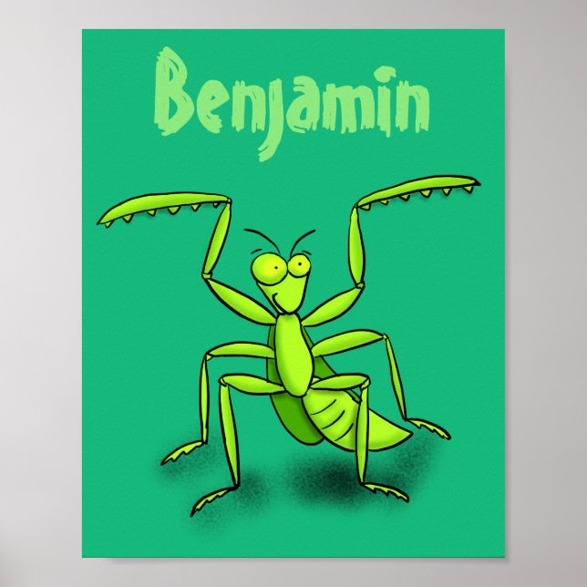 Lönsam illustration av mantis tecknad i grönt poster (Framsidan)