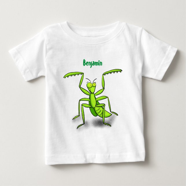 Lönsam illustration av mantis tecknad i grönt t shirt (Framsida)