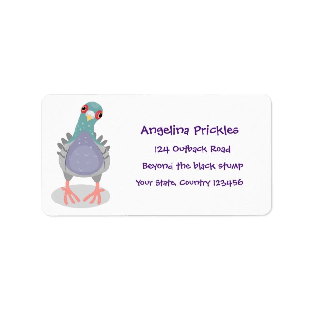 Lönsam illustration av nyfiken duva tecknad adressetikett (Framsidan)