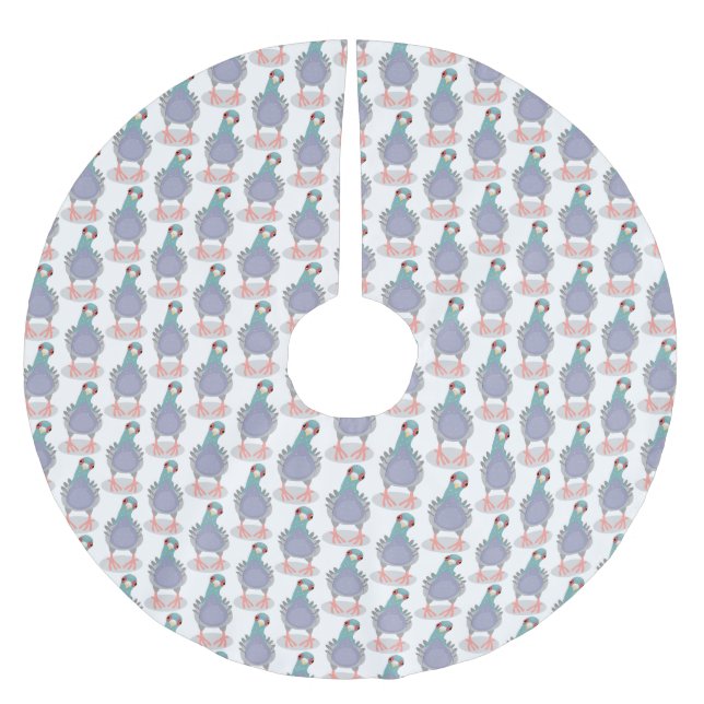 Lönsam illustration av nyfiken duva tecknad julgransmatta borstad polyester (Framsidan)